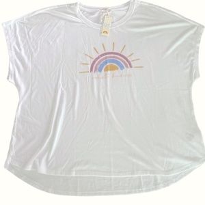 NEW C&C California White Radiate Kindness Rainbow Short Sleeve Tee Shirt M or 2X